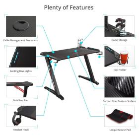 Gaming Γραφείο - Eureka Ergonomic® ERK-EDK-Z1S-V3D