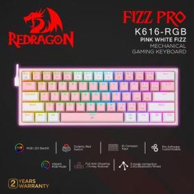 Gaming πληκτρολόγιο - Redragon K616-RGB Fizz Pro (Pink/White)
