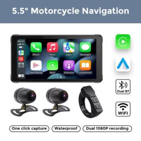 CARMEDIA CMM210 5,5” IPX7 WIRELESS CARPLAY + DVR MONITOR FOR MOTO