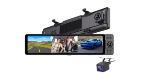 CARMEDIA CMMI 02 11.26'' Streaming Rearview Mirror - Front & Rear & Inside 3 Recording