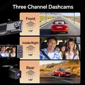 CARMEDIA CMMI 03 11.26'' Rearview Mirror - Front & Rear & Inside 3 Recording & CP/AA