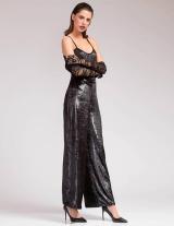 OFFER / 1733031 Velvet Lurex Wide Leg Παντελόνι