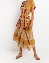 OFFER / S22K-230423  Wrap Midi Embroidered Bohemian Dress