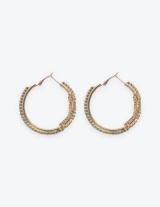 ER155 Twisted Gold Strass Hoop Earrings