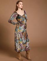 GRACE14607N209 Wrap Velvet Printed Dress