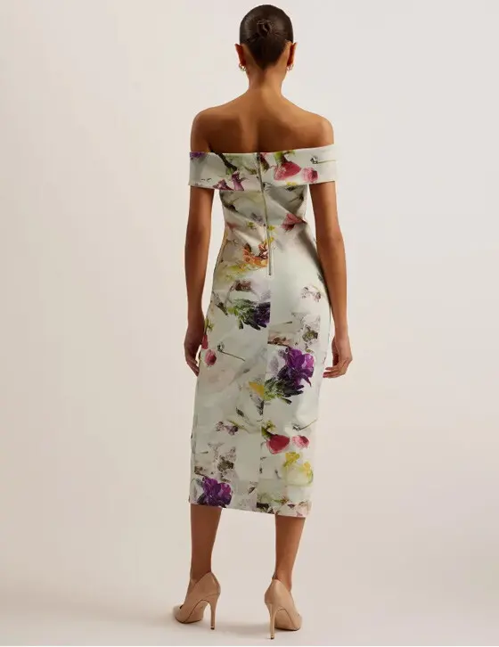 bodycon elegant cocktail midi dress Windsor Sleek Style High Slit Bodycon Midi Dress in Green | Size: XS