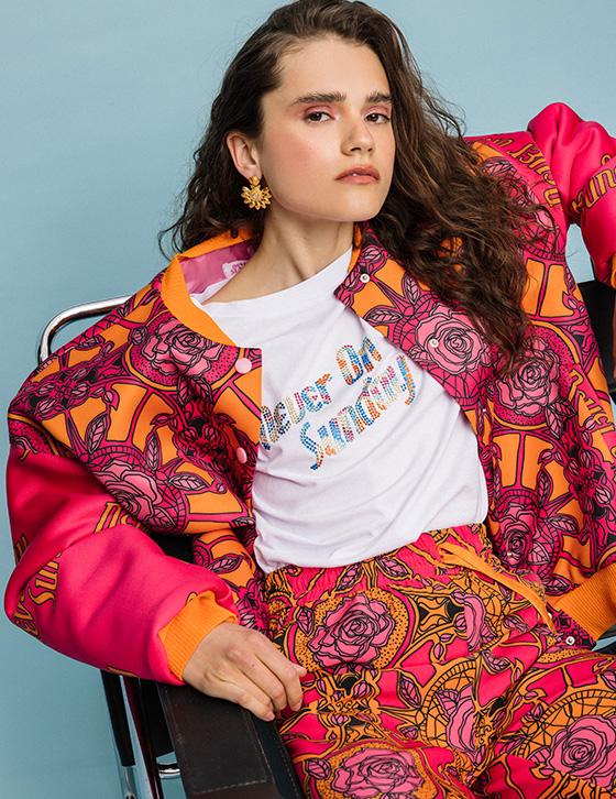 ROJA148133015 Oversized Printed Bomber