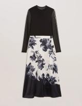 SELNAA276909 Midi Dress With Printed Floral Skirt