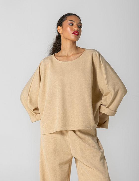 25X307 Oversized Lurex Sweat Top