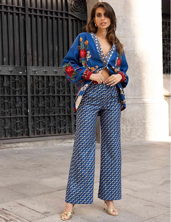 MILDA14803N012 Printed Wide Leg Pants