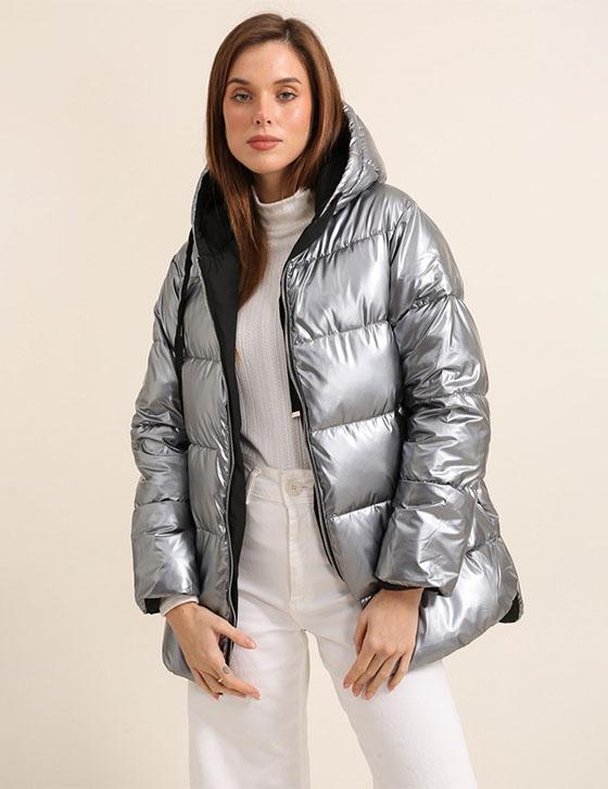  AT8535B Midi Hooded Double Faces Puffer Jacket