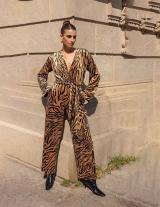 FANCY14835N701 Velvet Tiger Print Jumpsuit