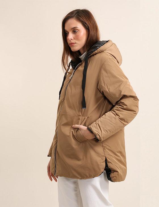 AT8535B Midi Hooded Double Faces Puffer Jacket