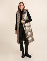  AT8562B Hooded Metallic Long Sleeveless Jacket