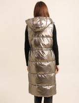  AT8562B Hooded Metallic Long Sleeveless Jacket