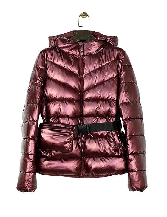 AT8305B Hooded Metallic Jacket With Belt