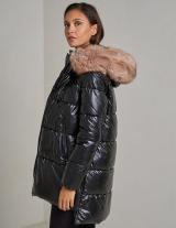 AT8332B Hooded Puffer Jacket With Faux Fur