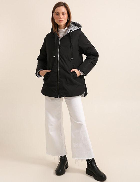  AT8535B Midi Hooded Double Faces Puffer Jacket