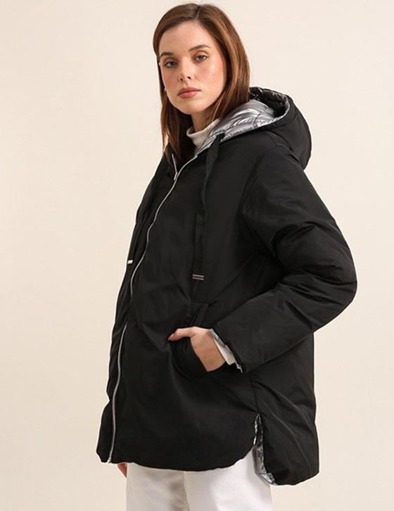  AT8535B Midi Hooded Double Faces Puffer Jacket