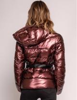 AT8305B Hooded Metallic Jacket With Belt