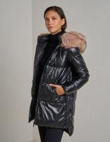 AT8332B Hooded Puffer Jacket With Faux Fur