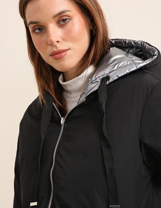  AT8535B Midi Hooded Double Faces Puffer Jacket