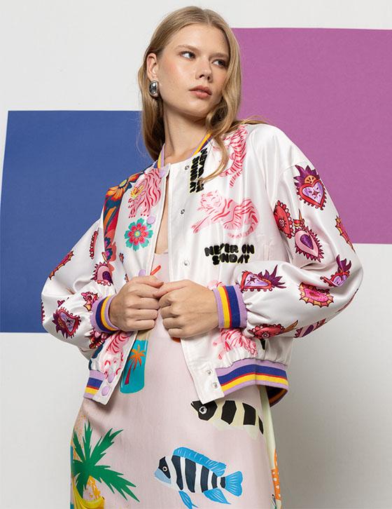  NARCISA14913K302 Printed Bomber