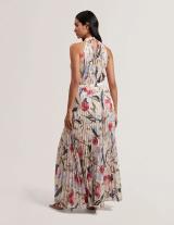 CURCLOA280450 Floral Pleated Halter Wide Leg Jumpsuit