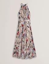 CURCLOA280450 Floral Pleated Halter Wide Leg Jumpsuit