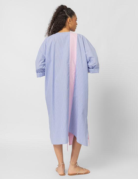  25S966 Stripped Midi Shirtdress