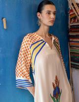 ZARA14907N175 Flower Print Μακρύ Caftan Style Φόρεμα