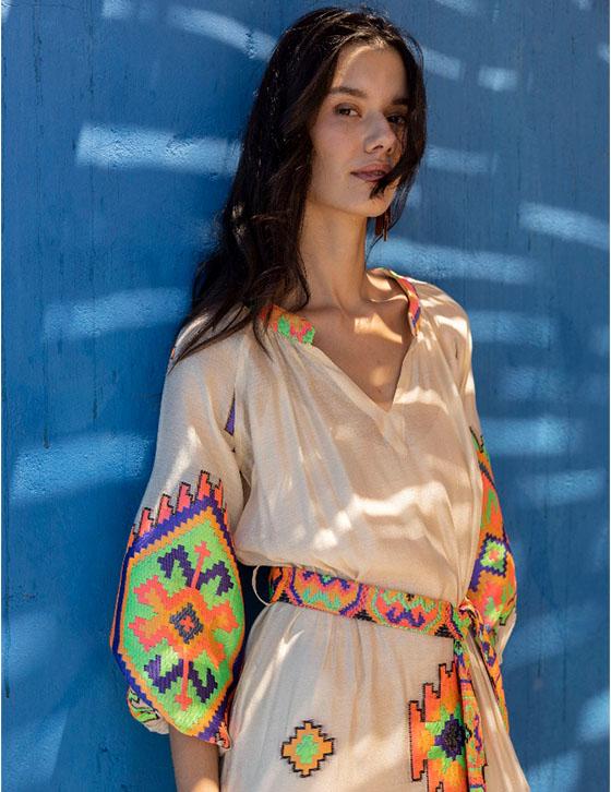 XANTHE14907N100 Μακρύ Caftan Style Φόρεμα