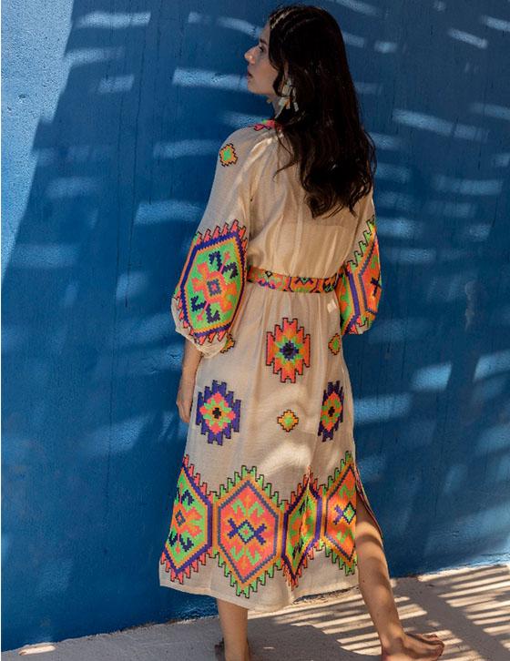 XANTHE14907N100 Μακρύ Caftan Style Φόρεμα