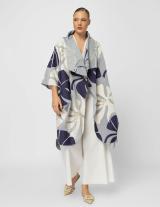 25S505 Floral Denim Midi Jacket