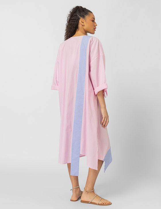 25S966 Stripped Midi Shirtdress