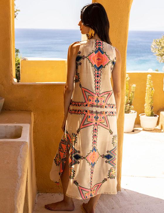 DAPHNE14907N101 Αμάνικο Caftan Style Φόρεμα