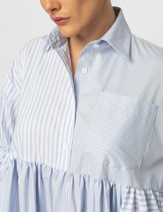  25S967 Oversized Stripped Shirt Dress