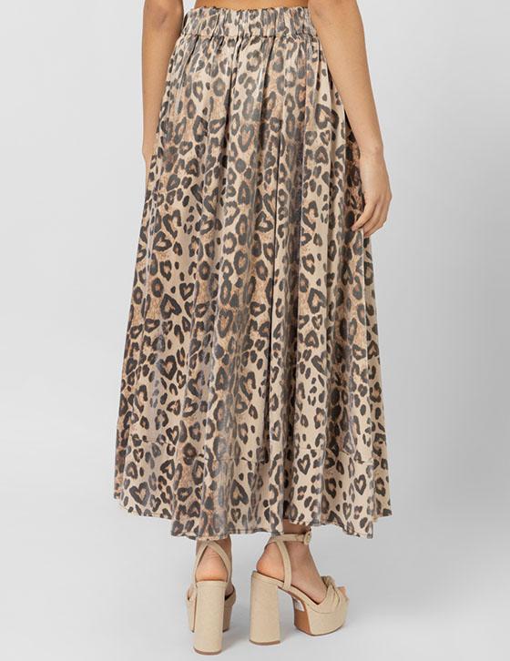 25S802 Μακρυά Leopard Print Φούστα