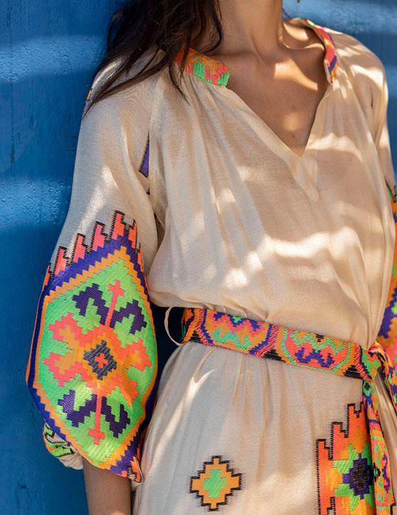 XANTHE14907N100 Μακρύ Caftan Style Φόρεμα