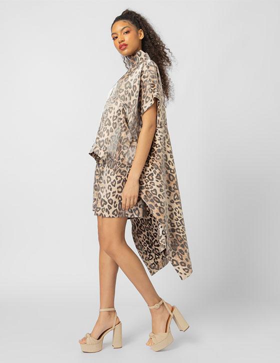 25S315 High+Low Leopard Print Jacket
