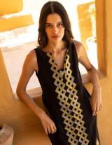 MELINA14907N164 Αμάνικο Λινό Caftan Style Φόρεμα