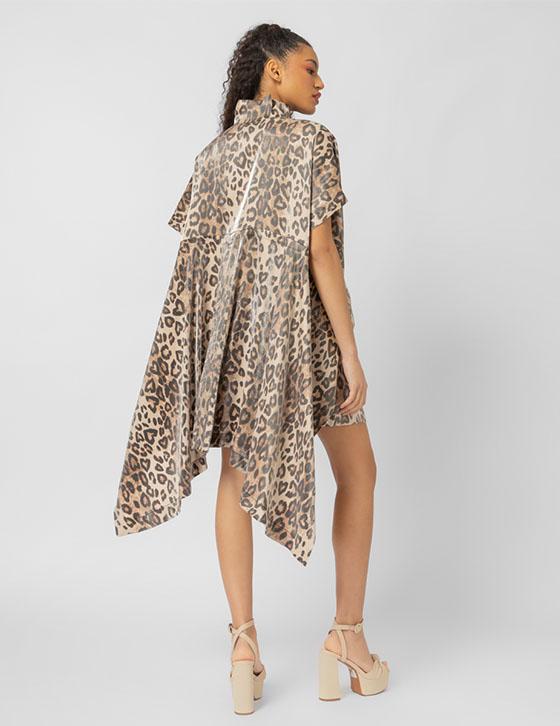 25S315 High+Low Leopard Print Jacket