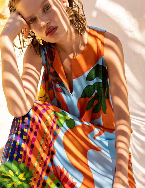  SHEL14907N110 Satin Αμάνικο Caftan Style Φόρεμα