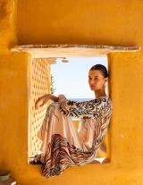 SONIA14907N149 Satin Caftan Style Printed Dress