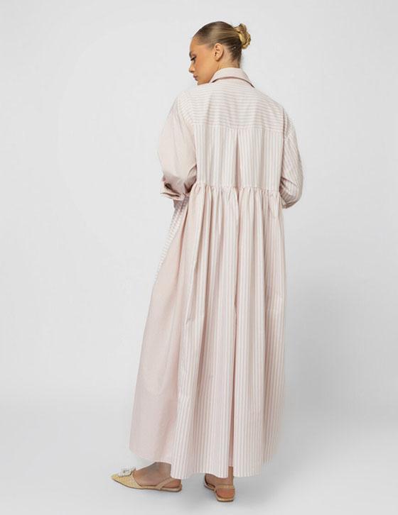 25S967 Oversized Stripped Shirt Dress