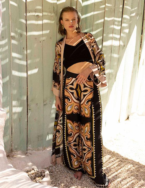 PIET14906N308 Muslin Long Printed Kimono