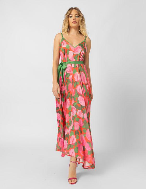 25S937 Μακρύ Floral Φόρεμα