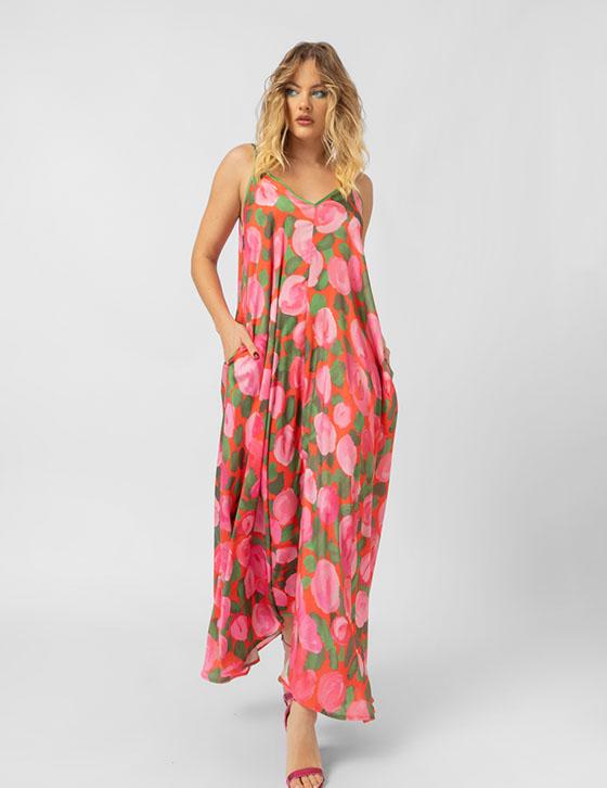 25S937 Μακρύ Floral Φόρεμα