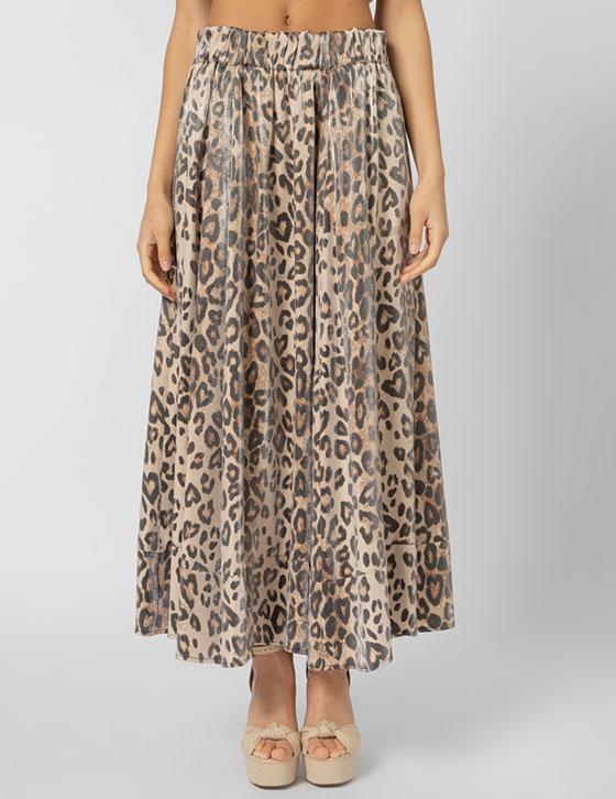 25S802 Μακρυά Leopard Print Φούστα