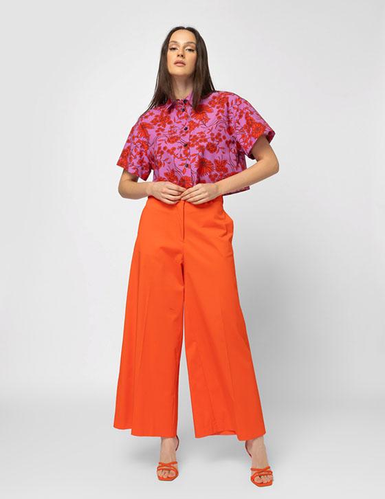 25S416 Crop Floral Πουκάμισο
